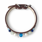 Blue Pearl Beaded Pet Collar - overhead view