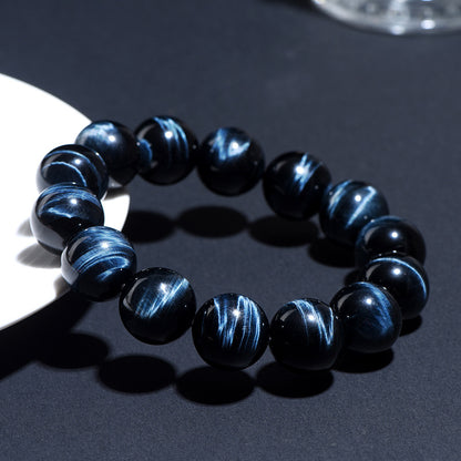 Natural Blue Tiger's Eye Bracelet | Hawk's Eye Calming Crystal