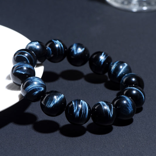 Natural Blue Tiger's Eye Bracelet | Hawk's Eye Calming Crystal