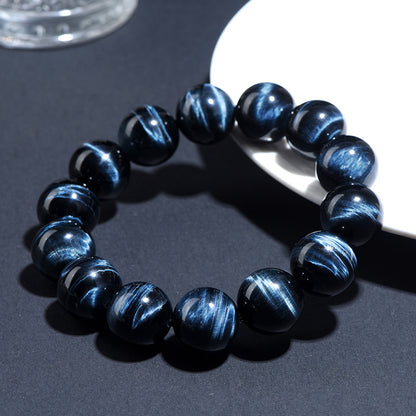 Natural Blue Tiger's Eye Bracelet | Hawk's Eye Calming Crystal