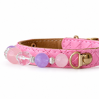 Blush Lavender Beaded Pet Collar - bead and strap detail