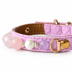 Blush Pearl Beaded Pet Collar - bead and strap detail