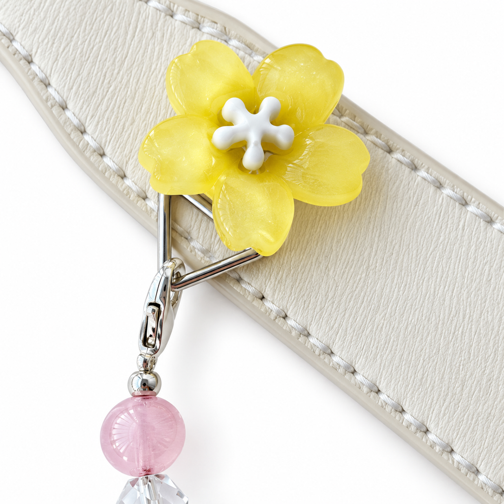 Blush Snow Blossom Beaded Pet Collar - decorative accent and clasp detail