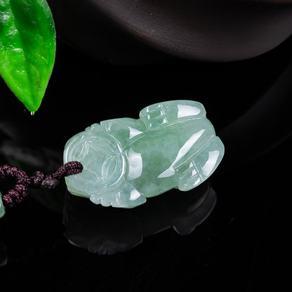 Authentic Grade A Icy Jadeite Pixiu Pendant | Feng Shui Wealth Amulet Necklace