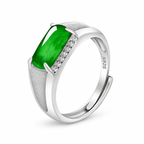 Bright Green Rectangular Adjustable Ring — angled view on white