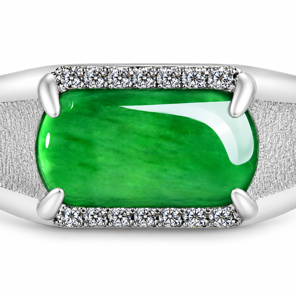 Bright Green Rectangular Adjustable Ring — front detail