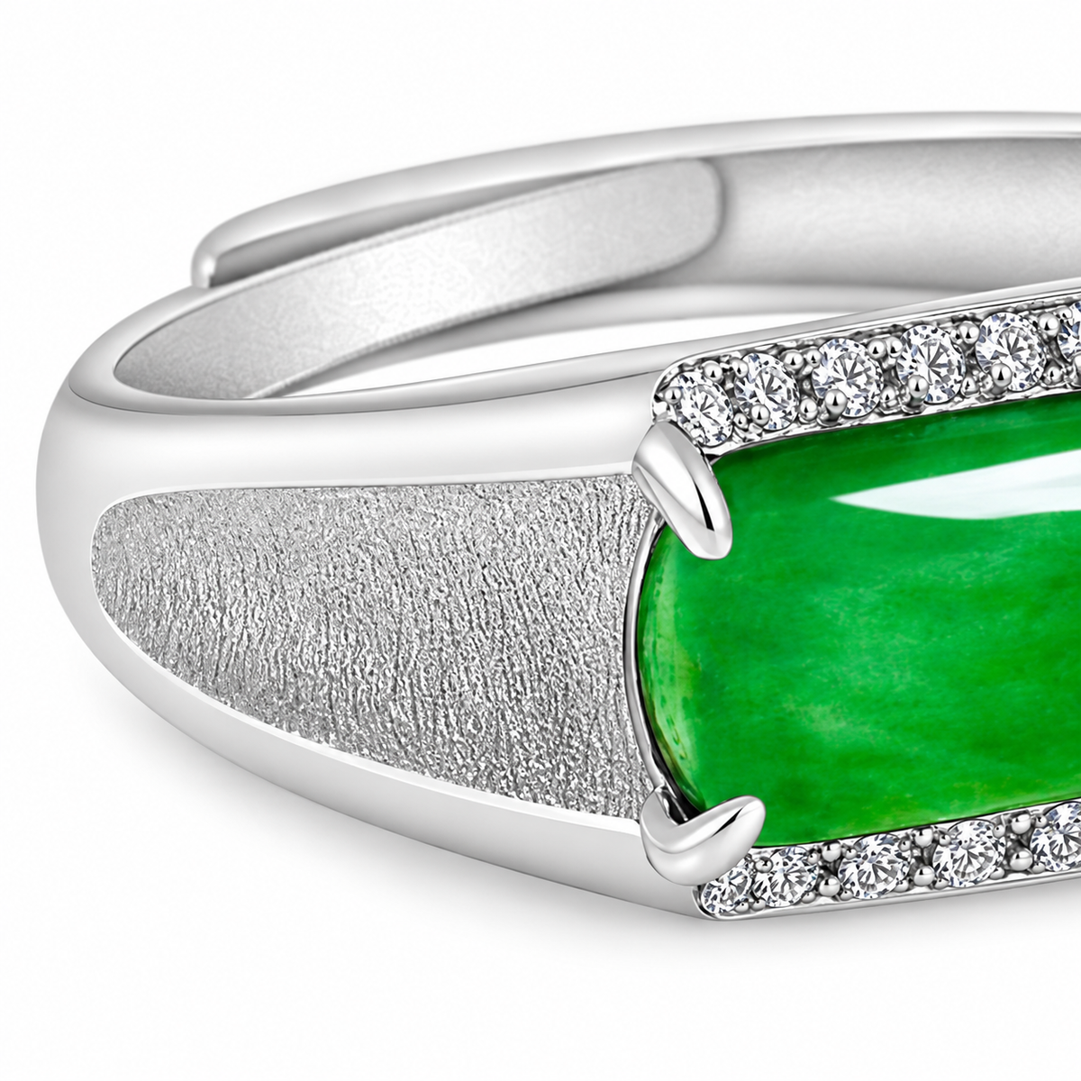 Bright Green Rectangular Adjustable Ring — close-up detail