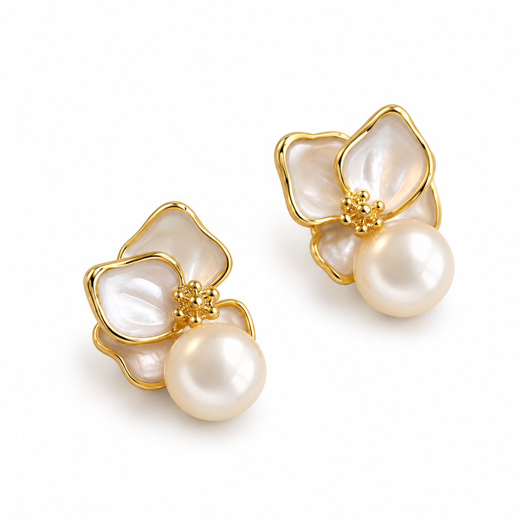 Butterfly Pearl Stud Earrings - alternate view