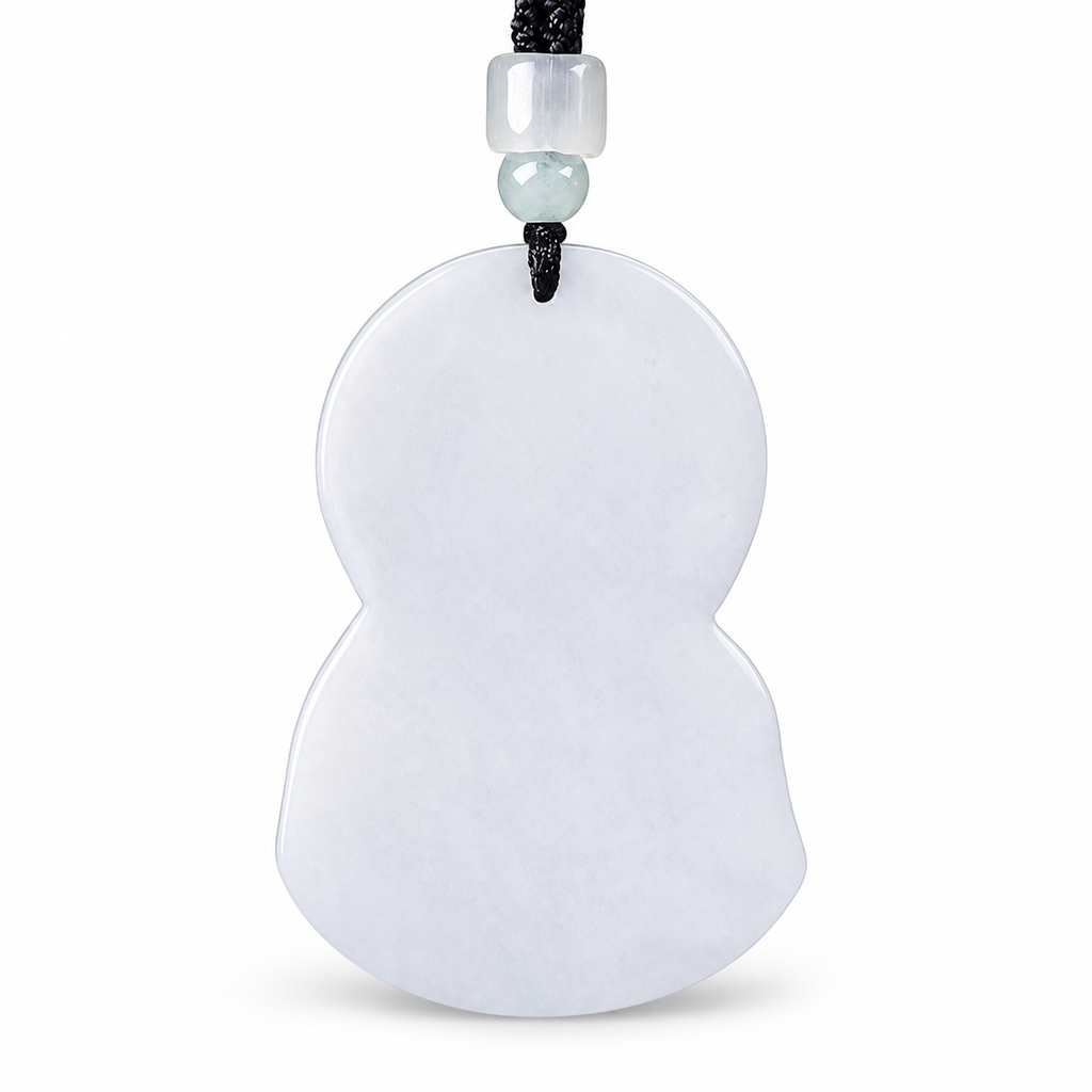 Carved Mary Pendant Cord Necklace — reverse view on white