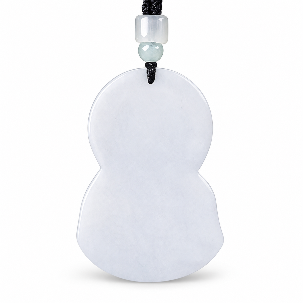 Carved Mary Pendant Cord Necklace — reverse view on white