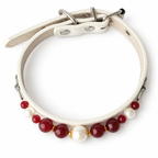 Cherry Pearl Beaded Pet Collar - overhead view