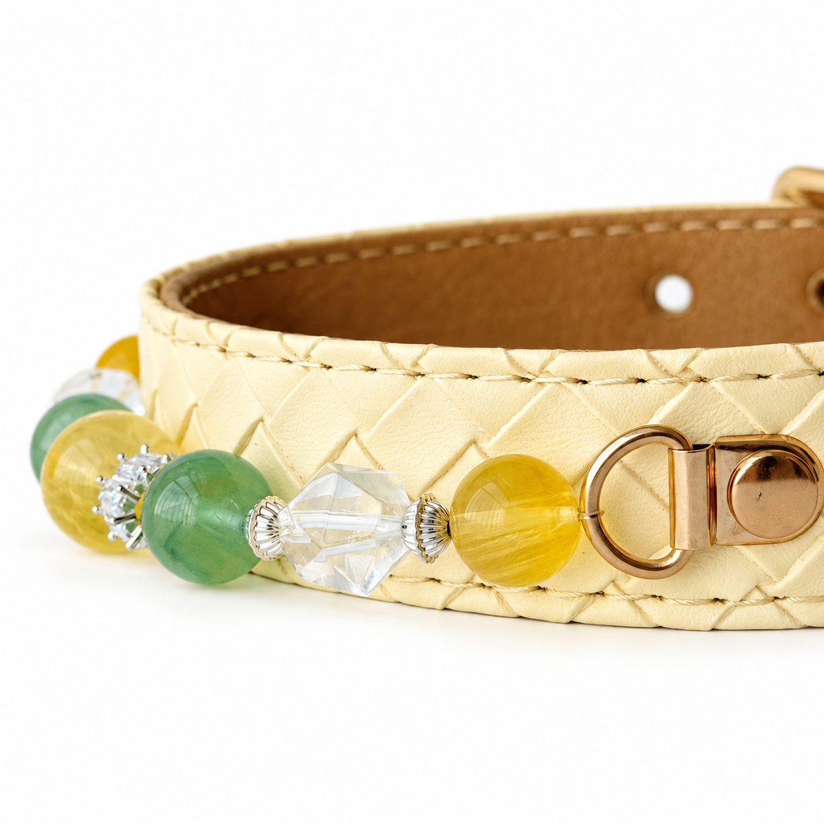 Citrus Garden Beaded Pet Collar - bead and strap detail