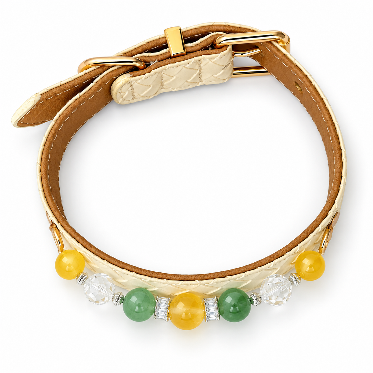 Citrus Garden Beaded Pet Collar - overhead view