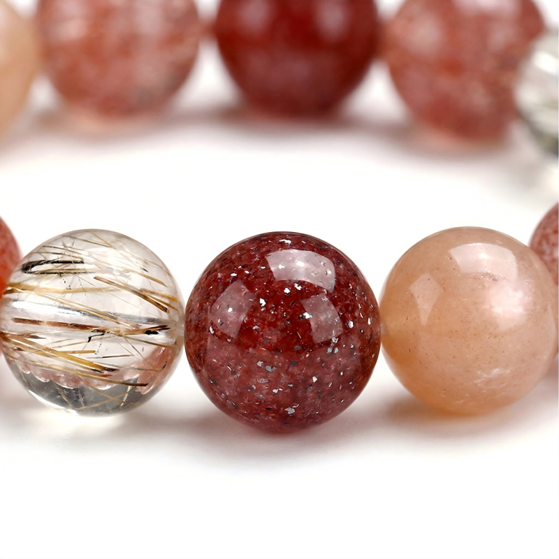 Natural Firework Quartz Mixed Gemstone Bracelet | Healing Crystal Beaded Jewelry