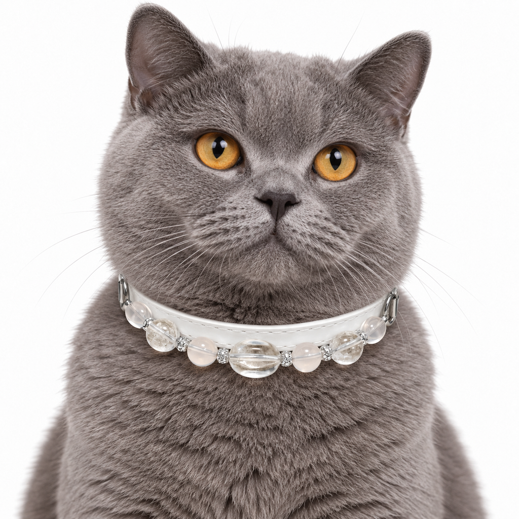 Cloud Clarity Human & Pet Match — cat wearing the pet collar, AI styling illustration