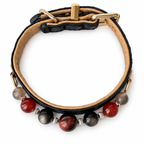 Crimson Midnight Beaded Pet Collar - overhead view