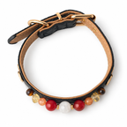 Crimson Snow Beaded Pet Collar - overhead view