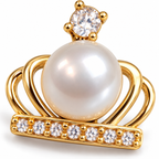 Crown Pearl Stud Earrings - close detail