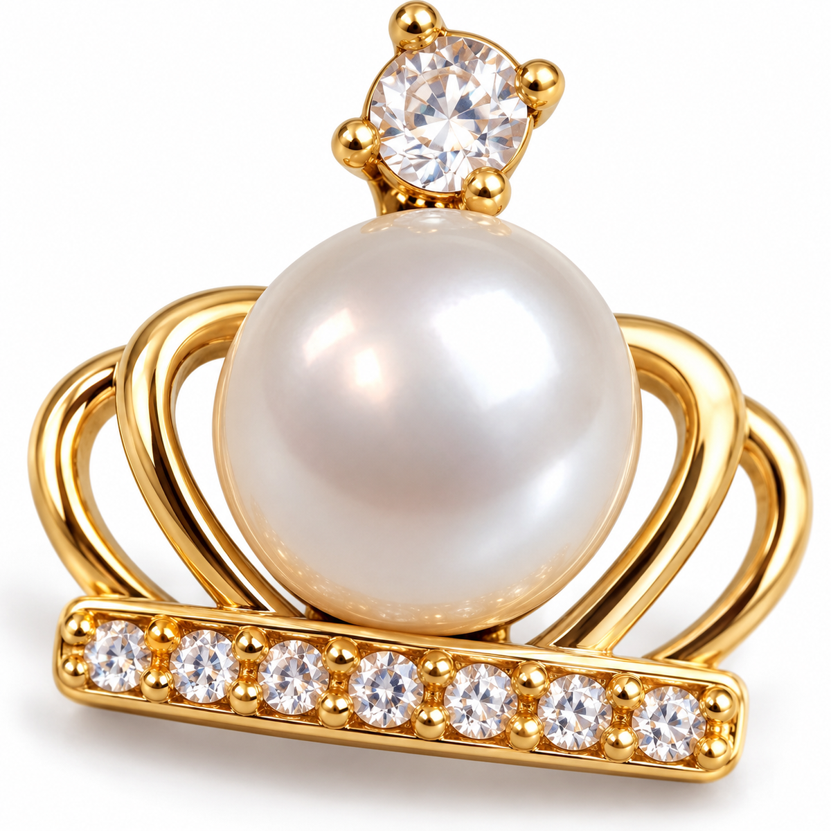 Crown Pearl Stud Earrings - close detail