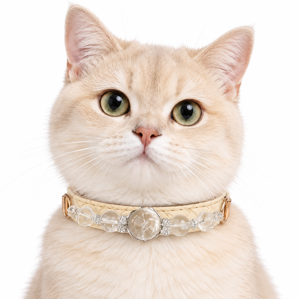 Crystal Crest Beaded Pet Collar - AI pet wearing styling illustration