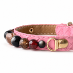 Dusk Ember Beaded Pet Collar - bead and strap detail