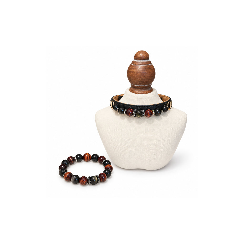 Obsidian Ember Human & Pet Match — matching human bracelet and pet collar, sold separately