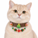 Evergreen Christmas Cocoa Beaded Pet Collar - AI pet wearing styling illustration