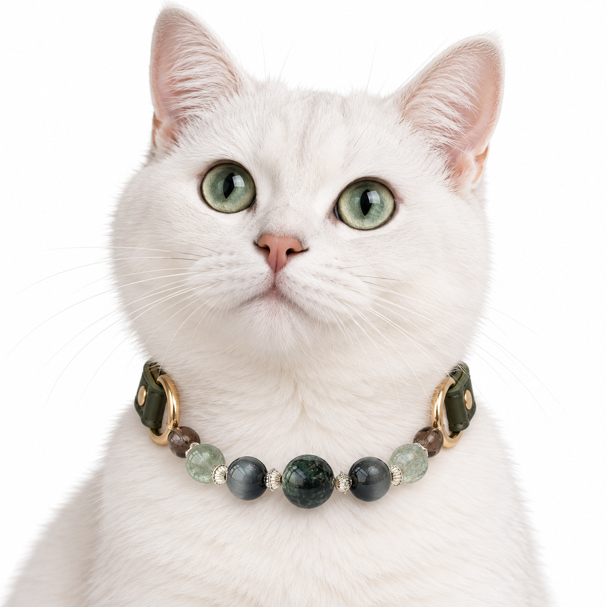 Forest Dusk Arc Beaded Pet Collar - AI pet wearing styling illustration