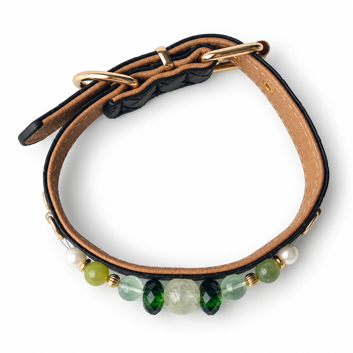 Forest Prism Beaded Pet Collar - overhead view