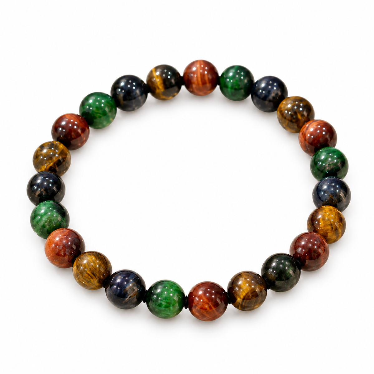 Four-Color Tiger’s Eye Beaded Bracelet — alternate view