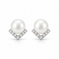 Geometric Pearl Stud Earrings - pair view