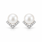 Geometric Pearl Stud Earrings - pair view
