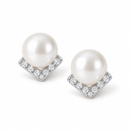 Geometric Pearl Stud Earrings - alternate view