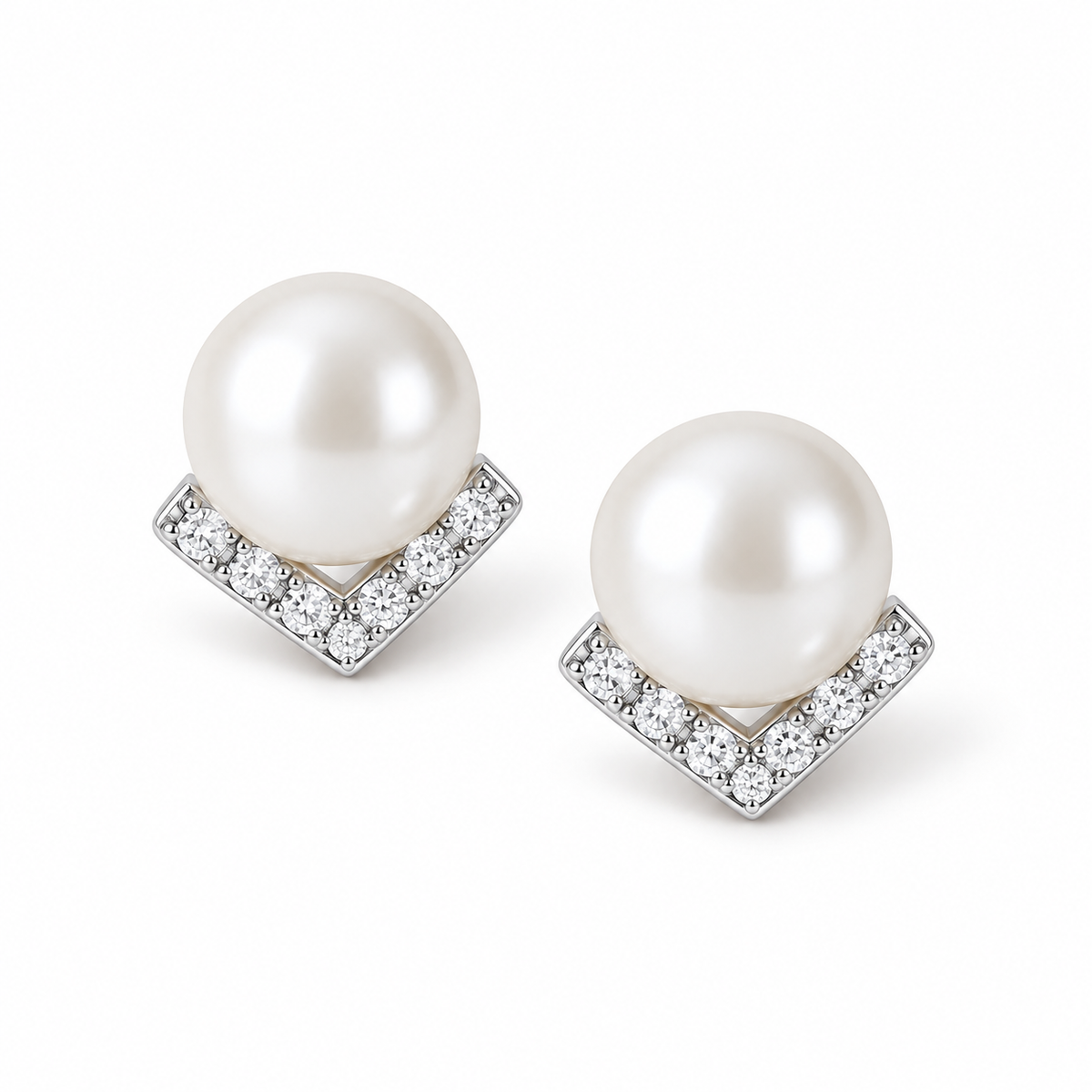 Geometric Pearl Stud Earrings - alternate view