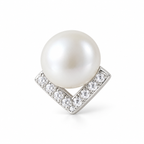 Geometric Pearl Stud Earrings - single earring detail