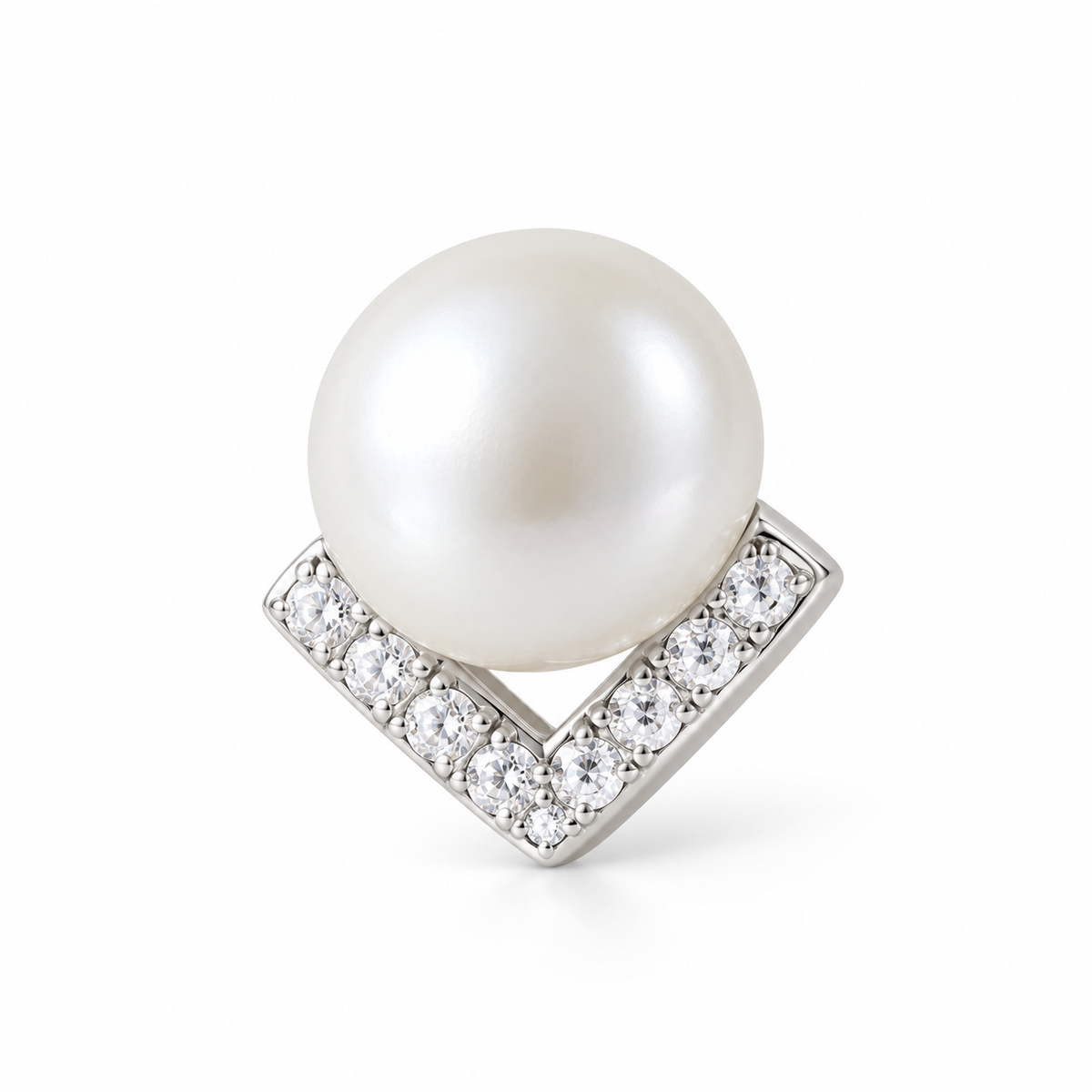 Geometric Pearl Stud Earrings - single earring detail