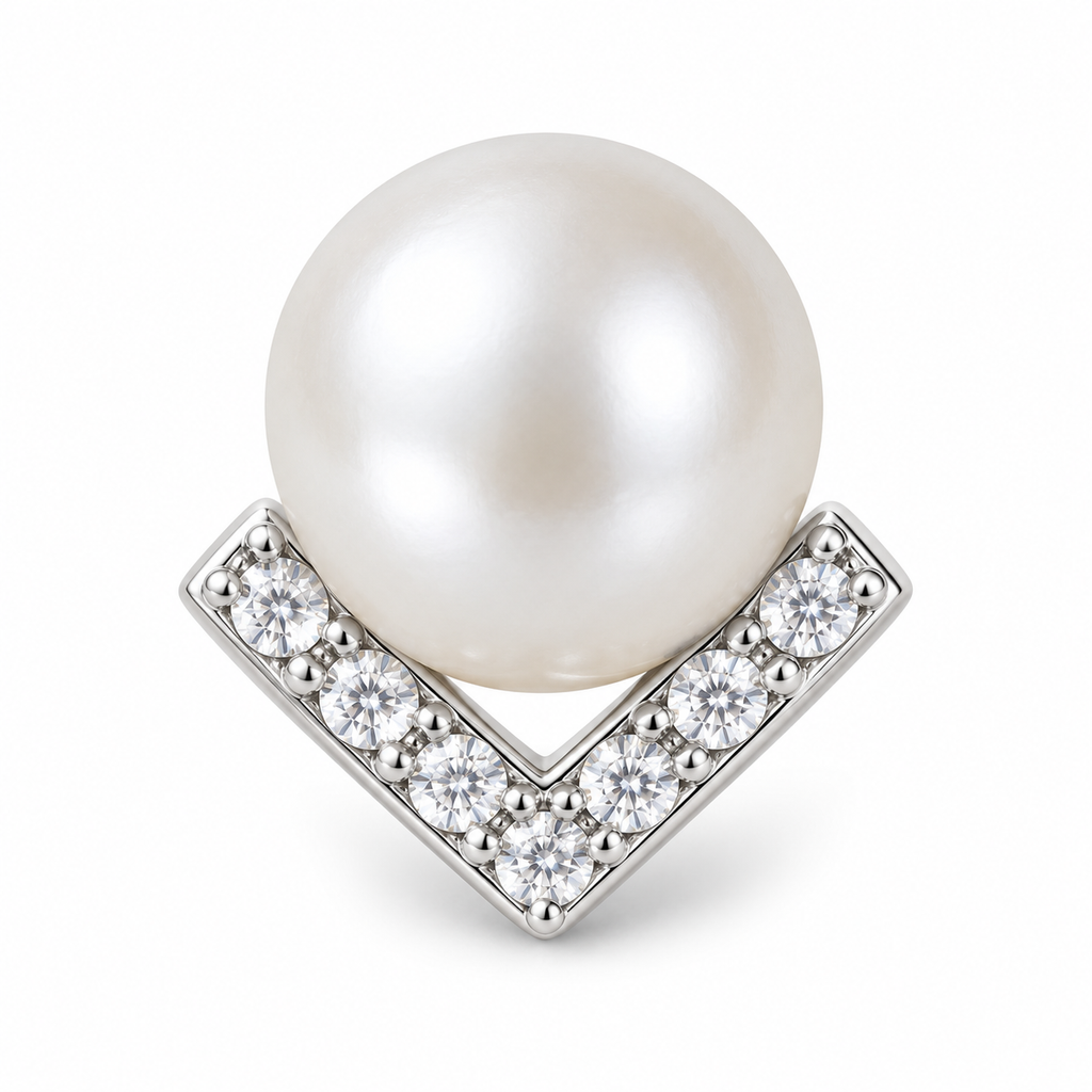 Geometric Pearl Stud Earrings - close detail