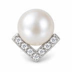 Geometric Pearl Stud Earrings - close detail