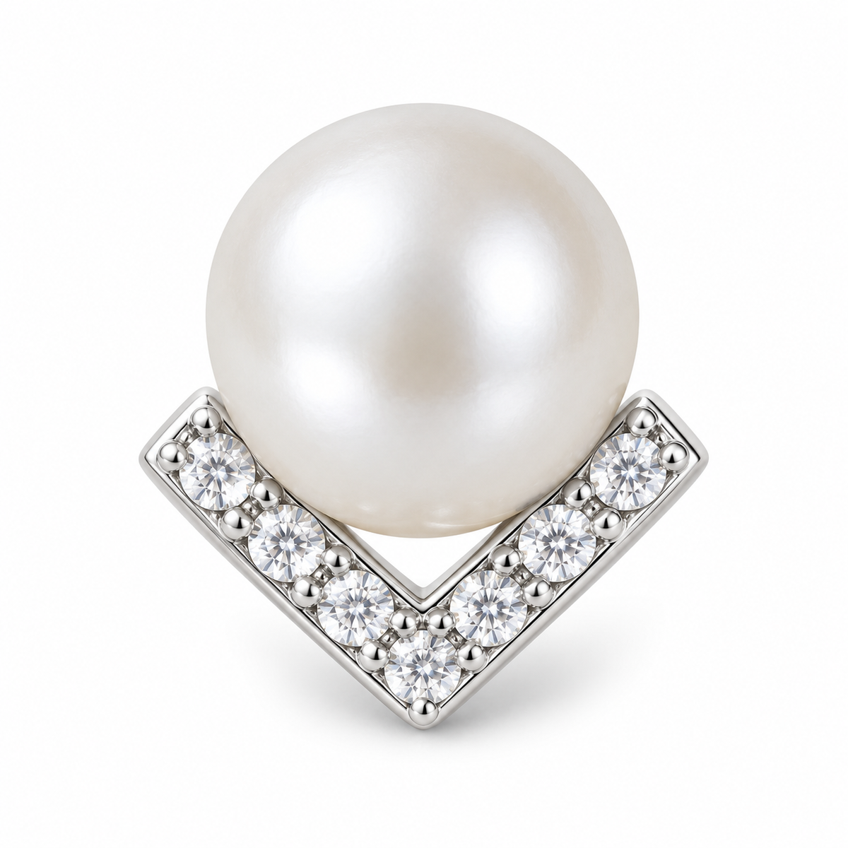 Geometric Pearl Stud Earrings - close detail