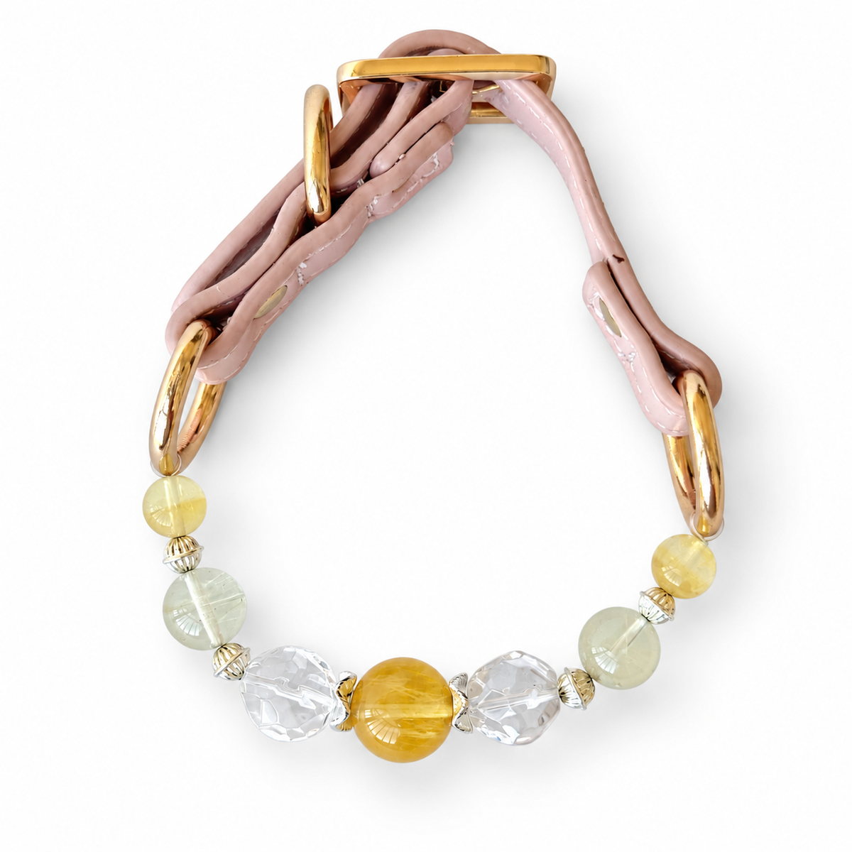 Golden Arc Beaded Pet Collar - overhead view