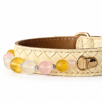 Golden Blush Beaded Pet Collar - bead and strap detail