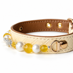 Golden Bow Beaded Pet Collar — bead and attachment detail