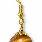 Golden Brown 10mm Bead Drop Earrings — hook connection detail