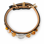 Golden Clarity Beaded Pet Collar - overhead view