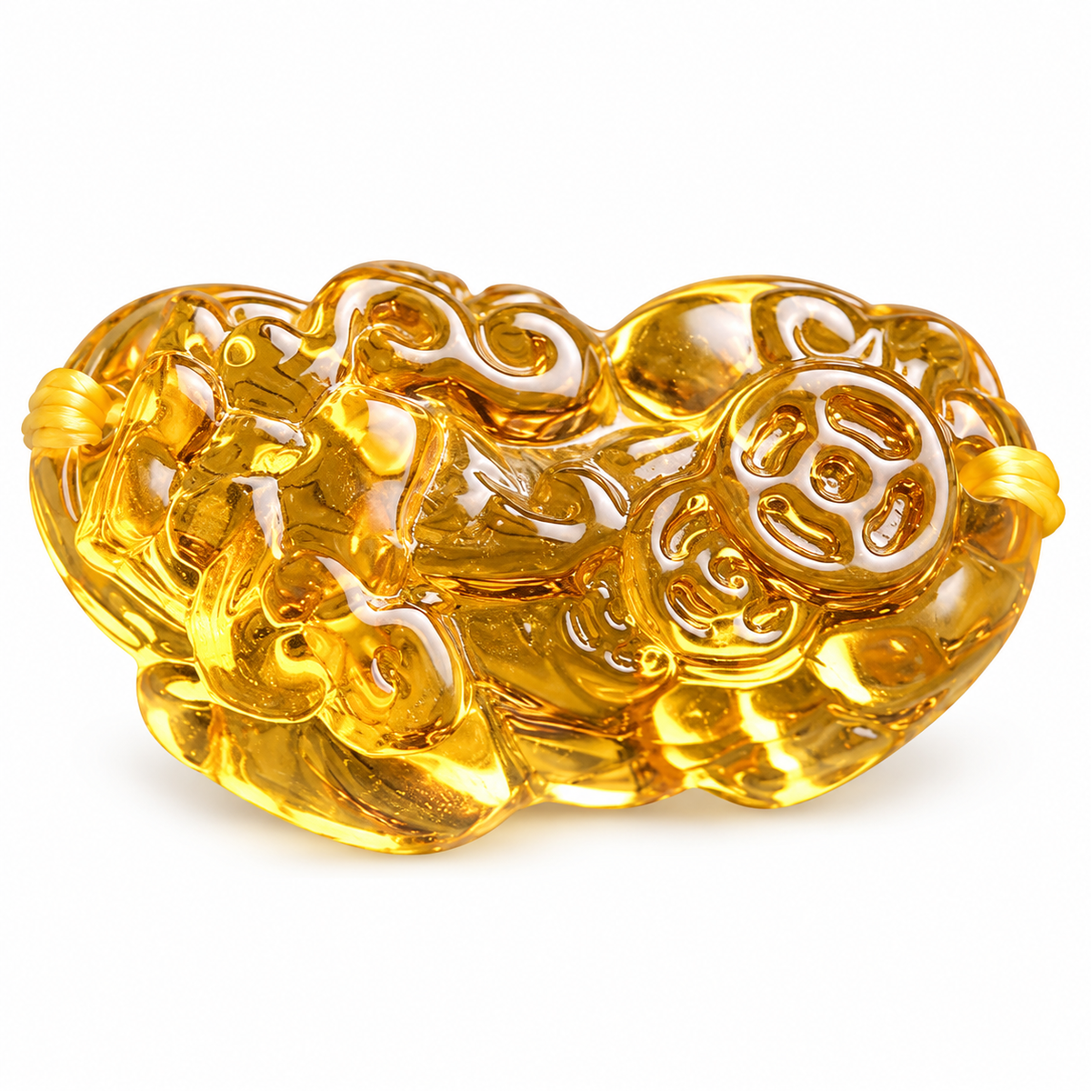 Yellow Pixiu Bead Bracelet — side charm detail