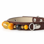 Golden Halo Beaded Pet Collar - bead and strap detail