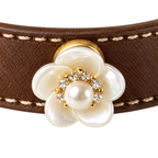 Golden Raindrop Pearl Beaded Pet Collar - central decorative accent detail