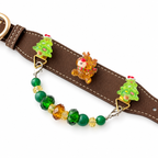 Golden Reindeer Grove Beaded Pet Collar - flat lay view