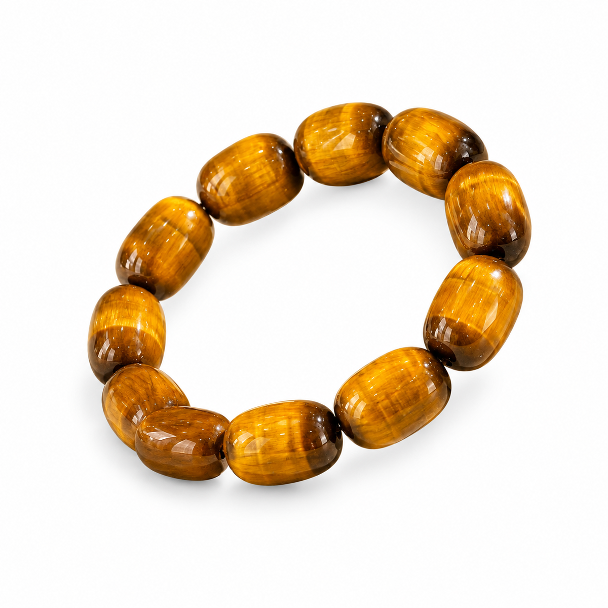 Golden Ridge Tiger’s Eye Barrel Bracelet — angled view