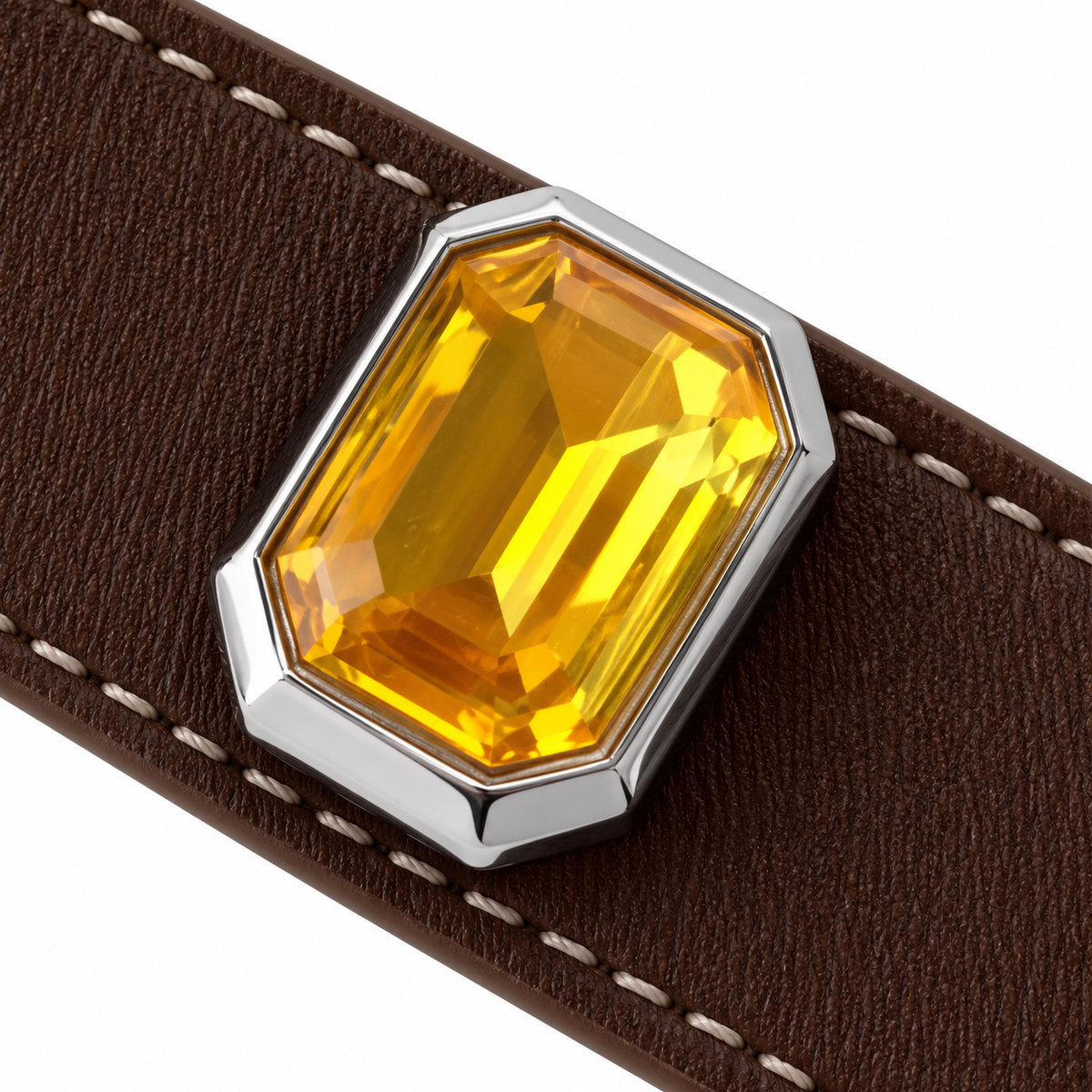 Golden Scarlet Facet Beaded Pet Collar - central decorative accent detail